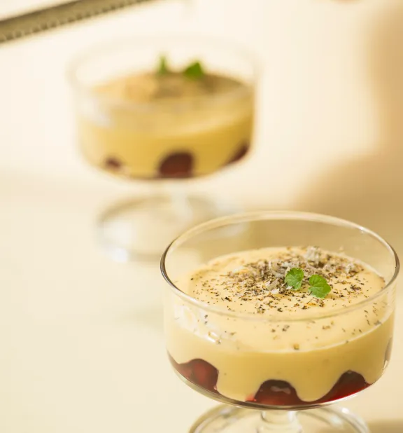 Krieken met truffelsabayon